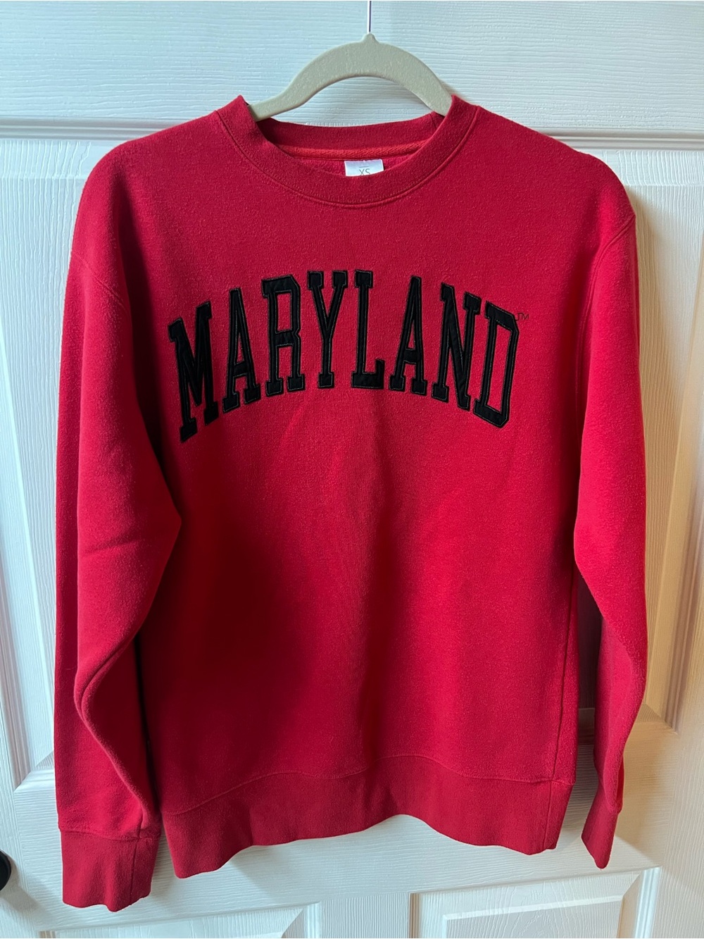 Red Maryland Crewneck Sweatshirt with Black Appliqué